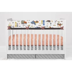 Bacati - Construction Yellow Orange Blue Gray 6 Pc Crib Bedding Set With Long Rail Guard Cover -Baby Products GUEST a36907ee 666b 47ac 8218 a7f615968cd0