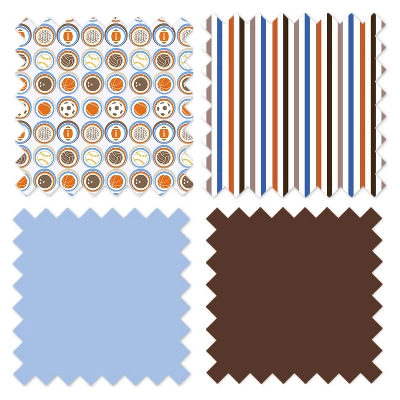 Bacati - Mod Sports Blue Orange Chocolate 6 Pc Crib Bedding Set With Long Rail Guard Cover 4 Bacati - Mod Sports Blue Orange Chocolate 6 Pc Crib Bedding Set With Long Rail Guard Cover - Image 2