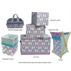 Bacati - Isabella Paisley Aqua/Lilac/Purple Collapsible Laundry Hamper -Baby Products GUEST a5030de7 4635 4ed0 9e5c 0087363ac755