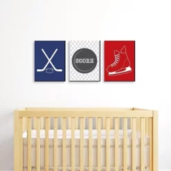 Big Dot Of Happiness Shoots And Scores - Hockey - Sports Themed Nursery Wall Art, Kids Room Decor & Game Room Decor - 7.5 X 10 Inches -Set Of 3 Prints