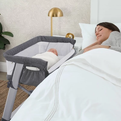 Simmons Kids' Dream Bedside Baby Bassinet Sleeper With Breathable Mesh And Adjustable Heights - Lightweight Portable Crib - Gray 3 Simmons Kids' Dream Bedside Baby Bassinet Sleeper With Breathable Mesh And Adjustable Heights - Lightweight Portable Crib - Gray