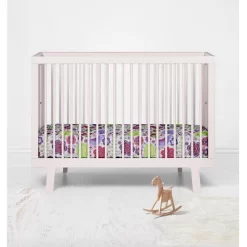 Bacati - Botanical Floral With Birds Purple Multicolor 100 Percent Cotton Universal Baby US Standard Crib Or Toddler Bed Fitted Sheet -Baby Products GUEST b8747569 fc47 4831 99b5 8d49d5d20a92