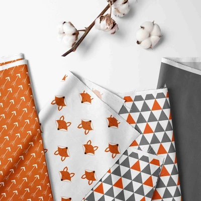 Bacati - Playful Fox Orange Gray 10 Pc Crib Bedding Set With Long Rail Guard Cover 3 Bacati - Playful Fox Orange Gray 10 Pc Crib Bedding Set With Long Rail Guard Cover