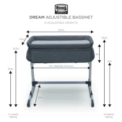 Simmons Kids' Dream Bedside Baby Bassinet Sleeper With Breathable Mesh And Adjustable Heights - Lightweight Portable Crib - Gray 19 Simmons Kids' Dream Bedside Baby Bassinet Sleeper With Breathable Mesh And Adjustable Heights - Lightweight Portable Crib - Gray -Baby Products GUEST c10b0cea 85b1 4a85 a54e 4d80afc2b4af