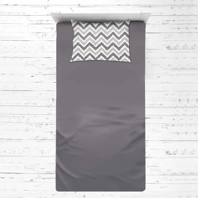 Bacati - MixNMatch Gray Chevron Dots 3 Pc Toddler Sheet Set 5 Bacati - MixNMatch Gray Chevron Dots 3 Pc Toddler Sheet Set - Image 3