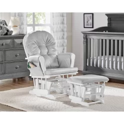 Suite Bebe Mason Glider And Ottoman - White Wood And Gray Fabric