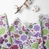Bacati - Botanical Floral With Birds Purple Multicolor 100 Percent Cotton Universal Baby US Standard Crib Or Toddler Bed Fitted Sheet