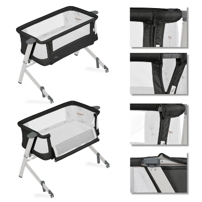 Evolur Stellar Bassinet And Bedside Sleeper - Black 4 Evolur Stellar Bassinet And Bedside Sleeper - Black - Image 2