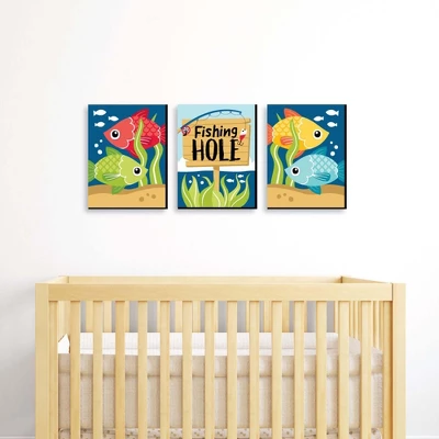 Big Dot Of Happiness Let's Go Fishing - Fish Themed Nursery Wall Art And Kids Room Decor - 7.5 X 10 Inches - Set Of 3 Prints 3 Big Dot Of Happiness Let's Go Fishing - Fish Themed Nursery Wall Art And Kids Room Decor - 7.5 X 10 Inches - Set Of 3 Prints