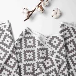 Bacati - Gray Aztec Print Diamonds 100 Percent Cotton Universal Baby US Standard Crib Or Toddler Bed Fitted Sheet