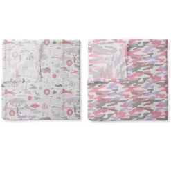 Jungle Safari Girls Lilac/Coral 2 Pack Muslin Swaddling Blanket