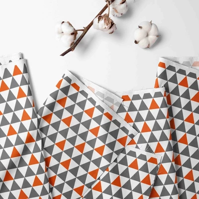 Bacati - Triangles Orange Gray 100 Percent Cotton Universal Baby US Standard Crib Or Toddler Bed Fitted Sheet 4 Bacati - Triangles Orange Gray 100 Percent Cotton Universal Baby US Standard Crib Or Toddler Bed Fitted Sheet - Image 2