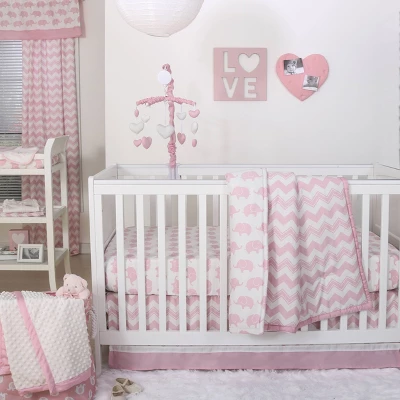 The Peanutshell Fitted Crib Sheets - Elephant And Pink Hearts - 2pk 5 The Peanutshell Fitted Crib Sheets - Elephant And Pink Hearts - 2pk - Image 3