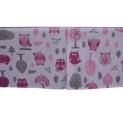 Bacati - Owls Pink/Gray Girls Cotton Crib/Toddler Girls Cotton Crib Skirt 4 Bacati - Owls Pink/Gray Girls Cotton Crib/Toddler Girls Cotton Crib Skirt - Image 2