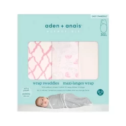 Aden + Anais Easy Swaddle Wrap Minky - 0-3 Months - 3pk