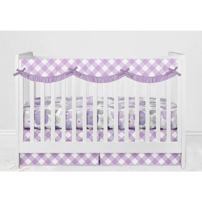 Bacati - Watercolor Floral Purple Gray 6 Pc Crib Bedding Set With Long Rail Guard Cover 11 Bacati - Watercolor Floral Purple Gray 6 Pc Crib Bedding Set With Long Rail Guard Cover - Image 9