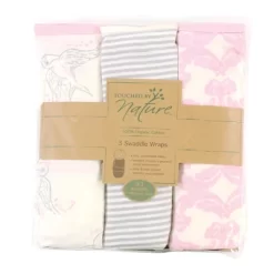 Touched By Nature Baby Girl Organic Cotton Swaddle Wraps, Bird, 0-3 Months