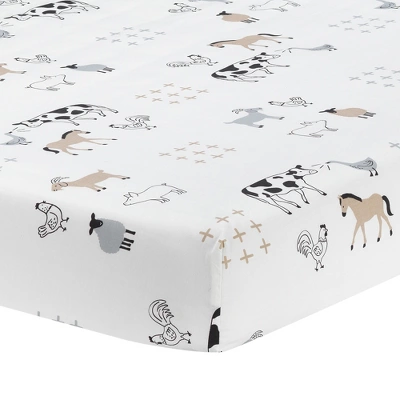 Lambs & Ivy Baby Farm Animals 5-Piece White/Taupe Baby Crib Bedding Set 5 Lambs & Ivy Baby Farm Animals 5-Piece White/Taupe Baby Crib Bedding Set - Image 3