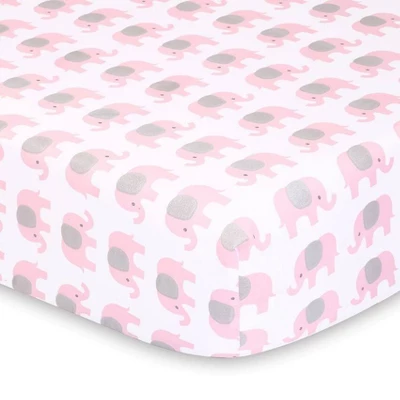 The Peanutshell Fitted Crib Sheets - Elephant And Pink Hearts - 2pk 3 The Peanutshell Fitted Crib Sheets - Elephant And Pink Hearts - 2pk
