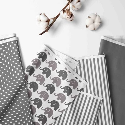 Bacati - Elephants White/Gray 10 Pc Crib Bedding Set With Long Rail Guard Cover 3 Bacati - Elephants White/Gray 10 Pc Crib Bedding Set With Long Rail Guard Cover