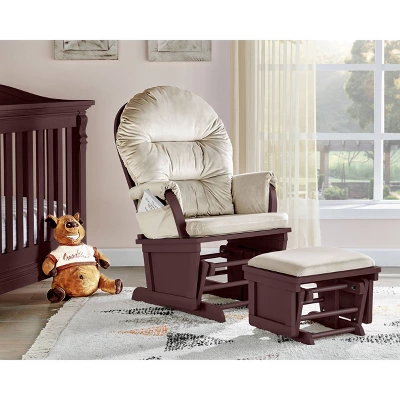 Suite Bebe Madison Glider And Ottoman - Espresso Wood And Beige Fabric 3 Suite Bebe Madison Glider And Ottoman - Espresso Wood And Beige Fabric