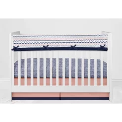 Bacati - Olivia Coral Navy 10 Pc Crib Bedding Set With Long Rail Guard Cover -Baby Products GUEST ee6d1eb8 f86e 44cf b29b b0bf589e2e47 1