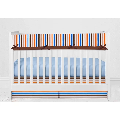 Bacati - Mod Sports Blue Orange Chocolate 6 Pc Crib Bedding Set With Long Rail Guard Cover 10 Bacati - Mod Sports Blue Orange Chocolate 6 Pc Crib Bedding Set With Long Rail Guard Cover - Image 8