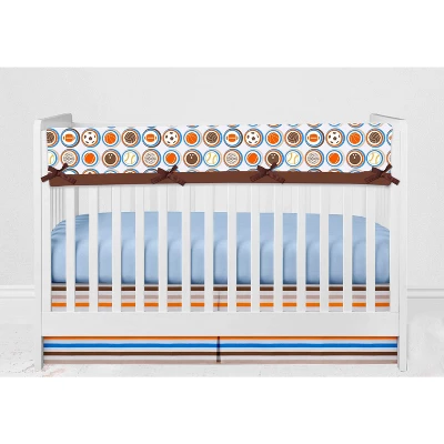 Bacati - Mod Sports Blue Orange Chocolate 6 Pc Crib Bedding Set With Long Rail Guard Cover 9 Bacati - Mod Sports Blue Orange Chocolate 6 Pc Crib Bedding Set With Long Rail Guard Cover - Image 7