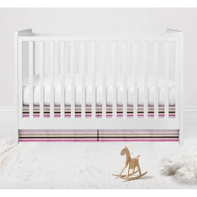 Bacati - Mod Dots Stripes Pink Fuschia Beige Chocolate 6 Pc Crib Bedding Set With Long Rail Guard Cover 6 Bacati - Mod Dots Stripes Pink Fuschia Beige Chocolate 6 Pc Crib Bedding Set With Long Rail Guard Cover - Image 4