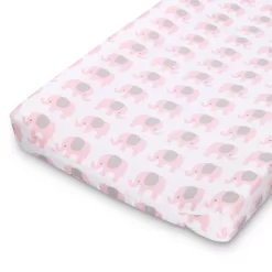 The Peanutshell Changing Pad Covers - Pink And Gray Elephants/Pink Hearts 2pk