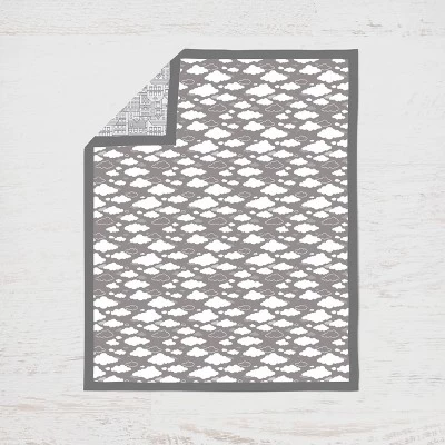 Bacati - Clouds In The City White/Gray 6 Pc Crib Bedding Set With Long Rail Guard Cover 3 Bacati - Clouds In The City White/Gray 6 Pc Crib Bedding Set With Long Rail Guard Cover