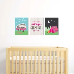 Big Dot Of Happiness Let's Go Glamping - Nursery Wall Art, Kids Room Decor & Camping Home Decorations - Gift Ideas -7.5 X 10 Inches - Set Of 3 Prints
