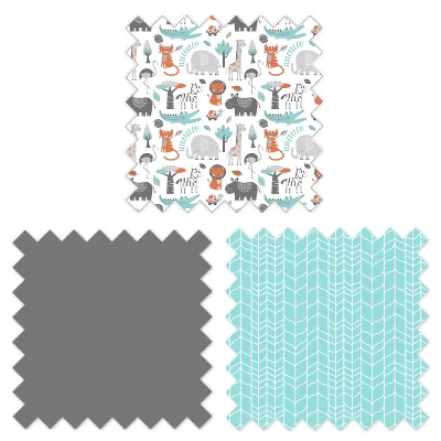 Bacati - Jungle Safari Aqua Orange Gray 4 Pc Cotton Crib Bedding Set With Diaper Caddy 8 Bacati - Jungle Safari Aqua Orange Gray 4 Pc Cotton Crib Bedding Set With Diaper Caddy - Image 6